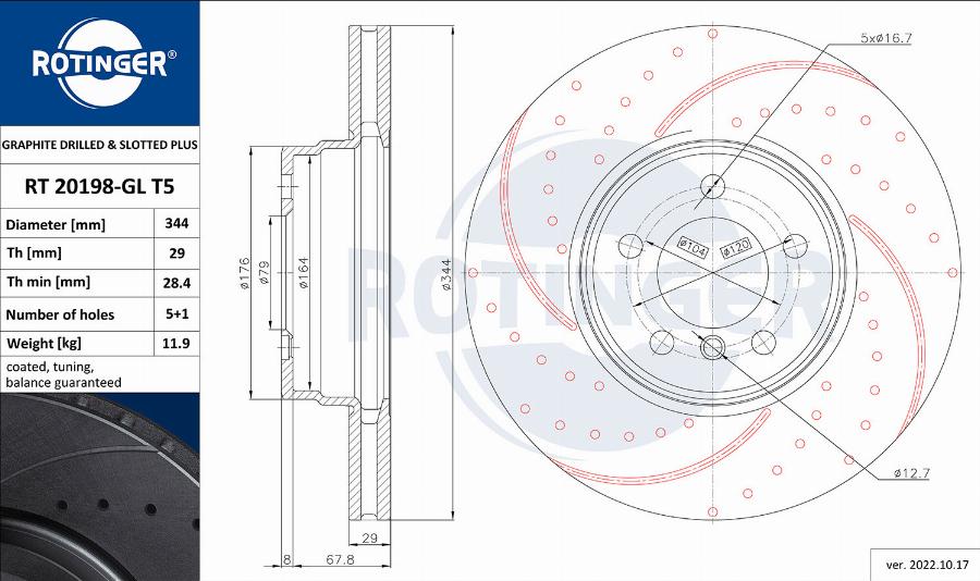 Rotinger RT 20198-GL T5 - Brake Disc autospares.lv