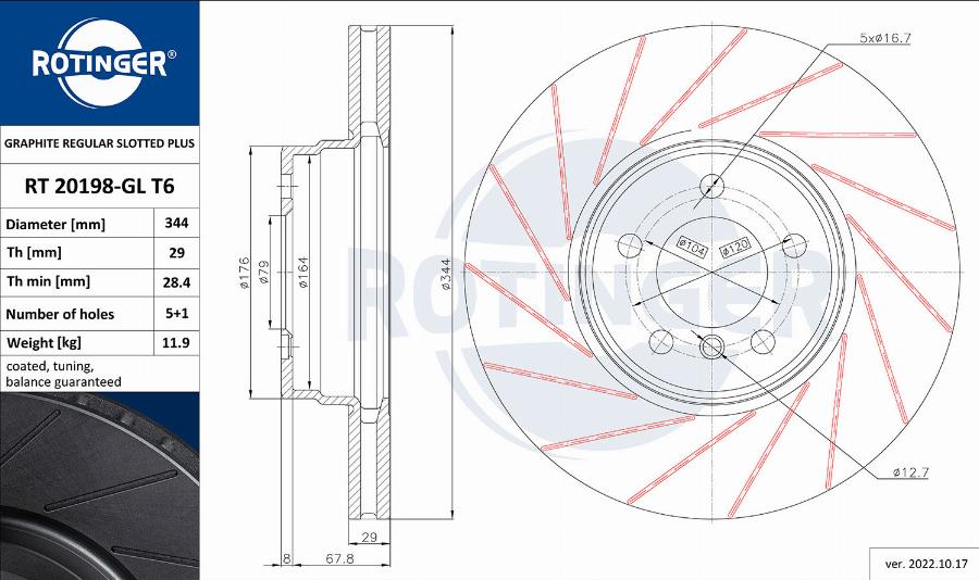 Rotinger RT 20198-GL T6 - Brake Disc autospares.lv