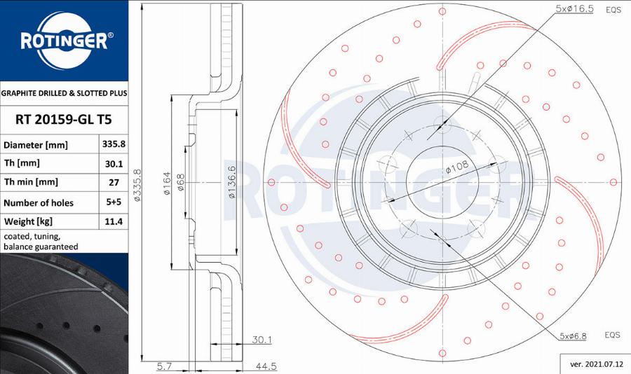 Rotinger RT 20159-GL T5 - Brake Disc autospares.lv