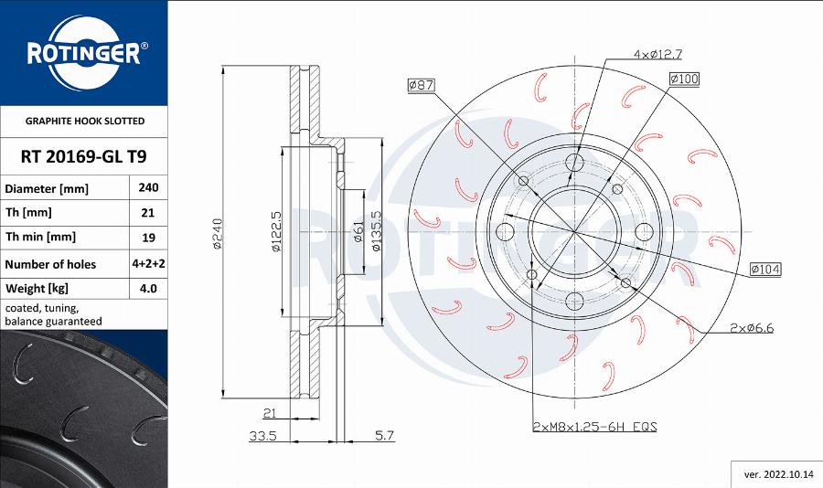 Rotinger RT 20169-GL T9 - Brake Disc autospares.lv