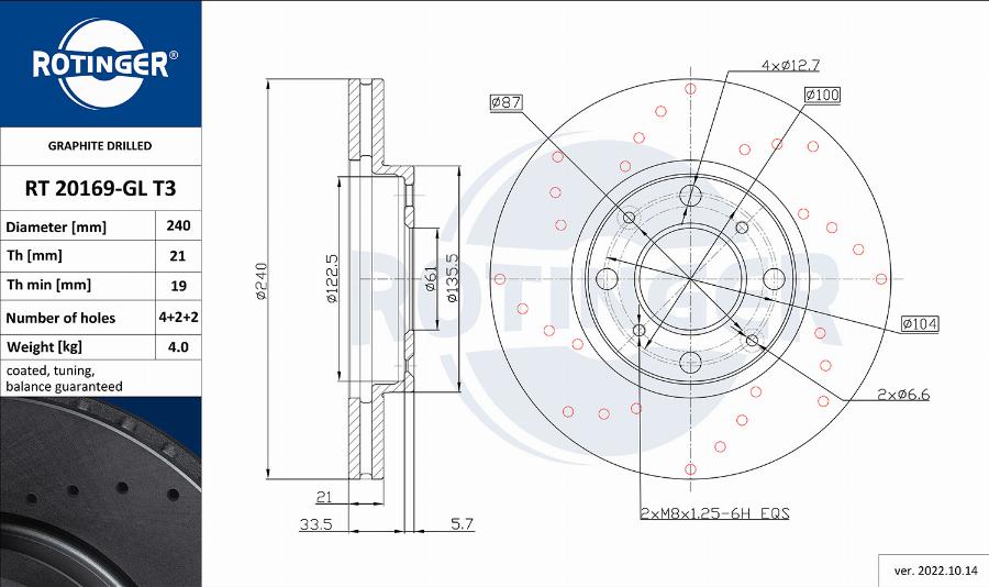 Rotinger RT 20169-GL T3 - Brake Disc autospares.lv