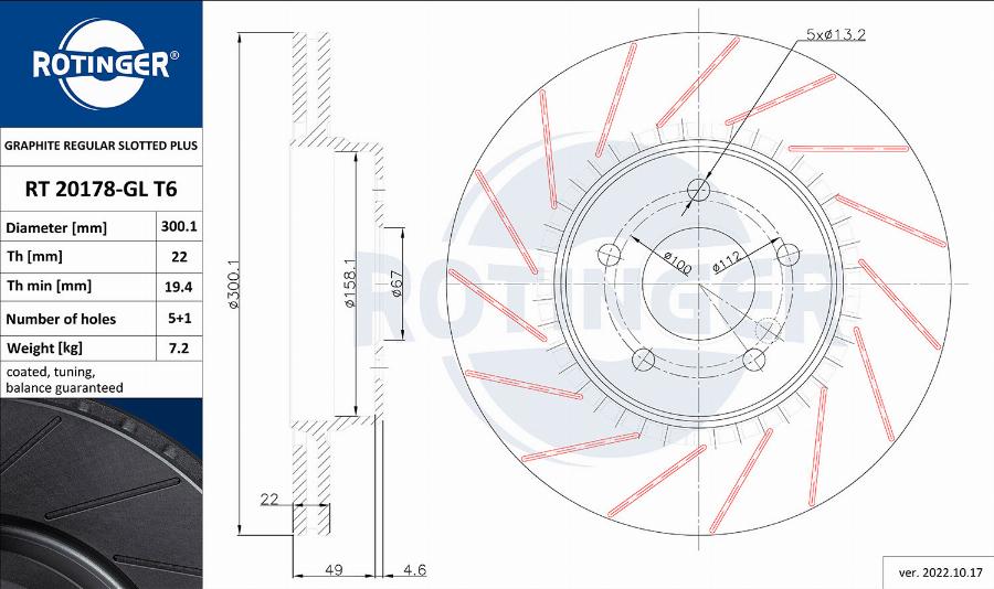 Rotinger RT 20178-GL T6 - Brake Disc autospares.lv