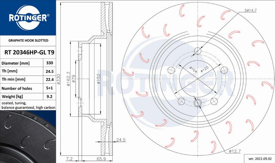 Rotinger RT 20346HP-GL T9 - Brake Disc autospares.lv