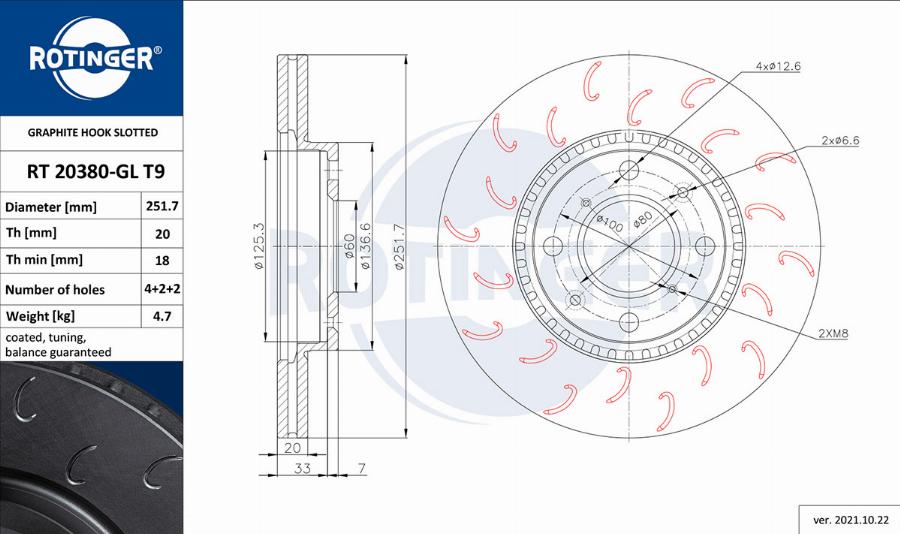 Rotinger RT 20380-GL T9 - Brake Disc autospares.lv