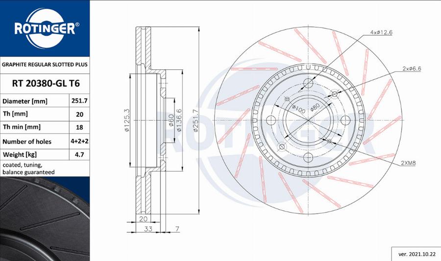 Rotinger RT 20380-GL T6 - Brake Disc autospares.lv