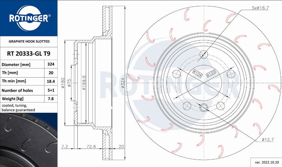 Rotinger RT 20333-GL T9 - Brake Disc autospares.lv