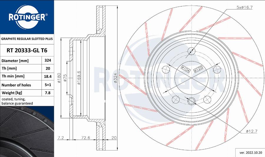 Rotinger RT 20333-GL T6 - Brake Disc autospares.lv