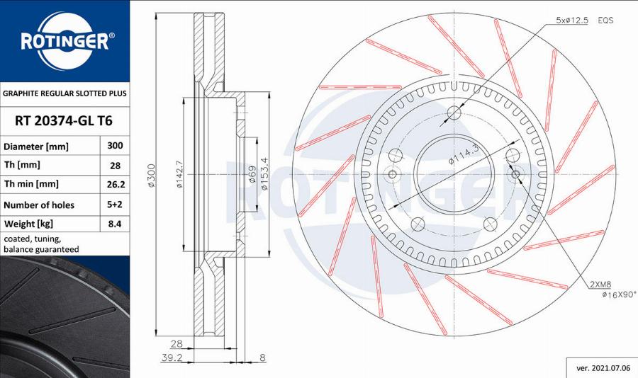 Rotinger RT 20374-GL T6 - Brake Disc autospares.lv