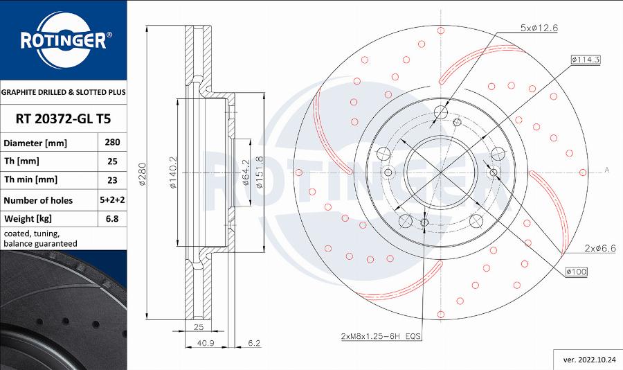 Rotinger RT 20372-GL T5 - Brake Disc autospares.lv