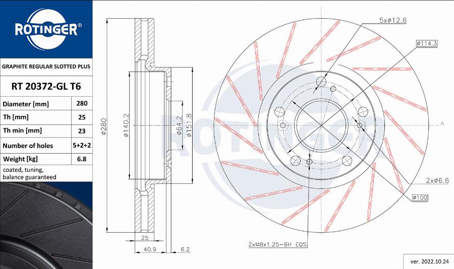 Rotinger RT 20372-GL T6 - Brake Disc autospares.lv