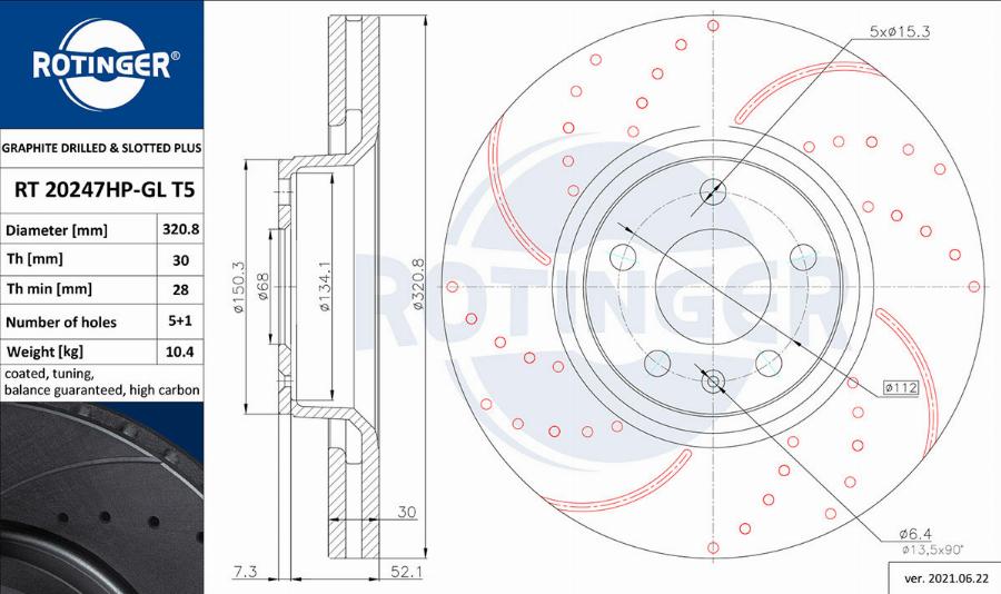 Rotinger RT 20247HP-GL T5 - Brake Disc autospares.lv