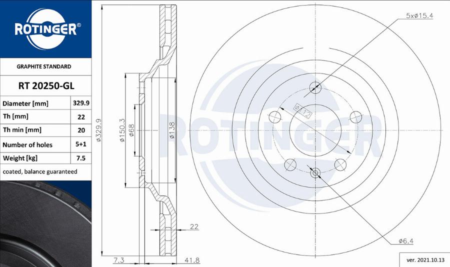 Rotinger RT 20250-GL - Brake Disc autospares.lv