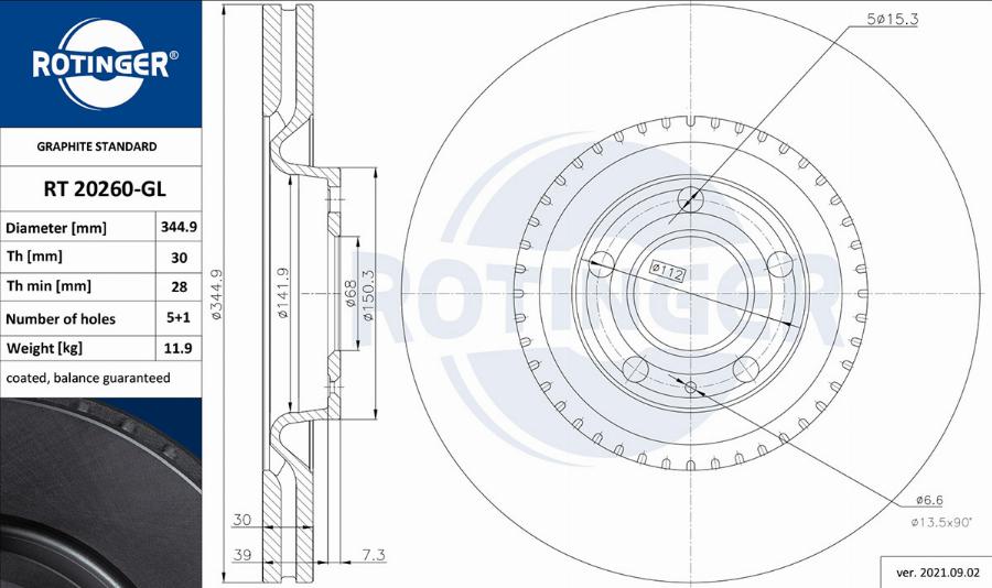 Rotinger RT 20260-GL - Brake Disc autospares.lv