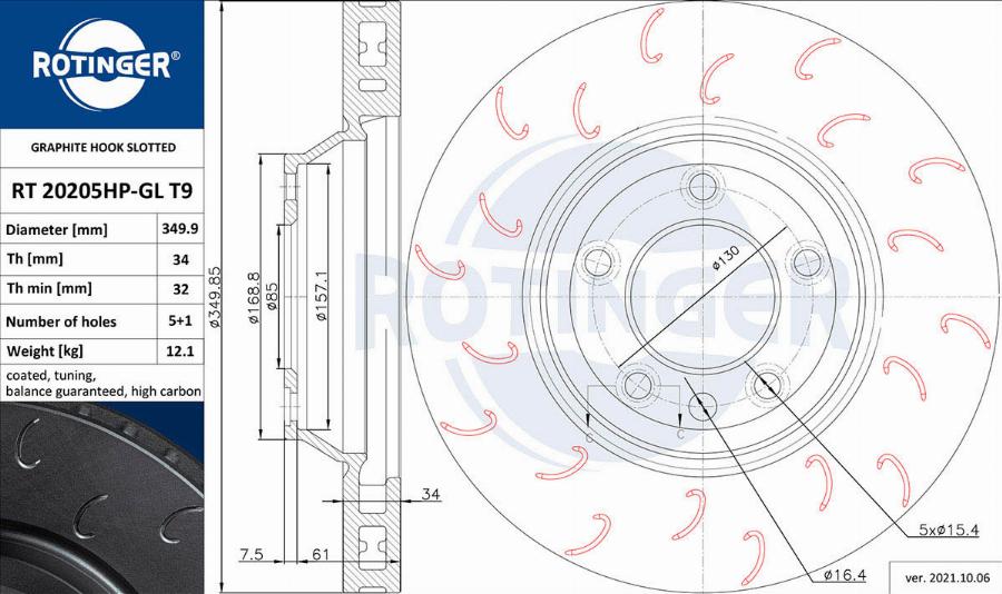 Rotinger RT 20205HP-GL T9 - Brake Disc autospares.lv