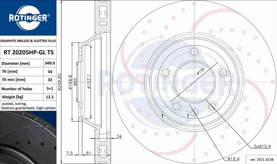 Rotinger RT 20205HP-GL T5 - Brake Disc autospares.lv