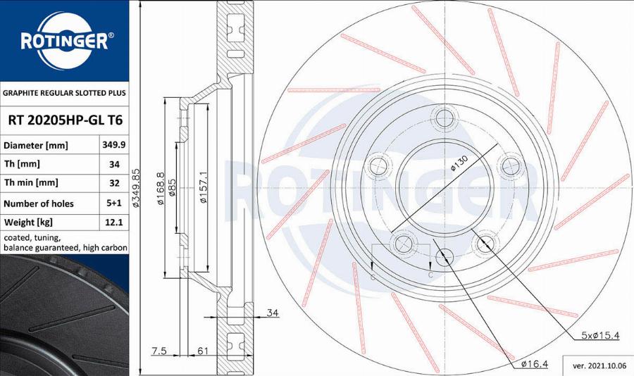 Rotinger RT 20205HP-GL T6 - Brake Disc autospares.lv