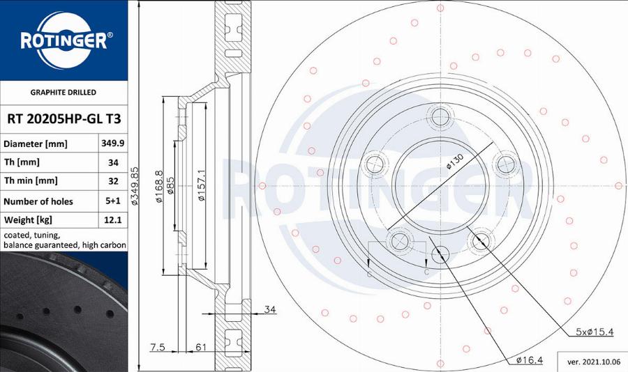 Rotinger RT 20205HP-GL T3 - Brake Disc autospares.lv