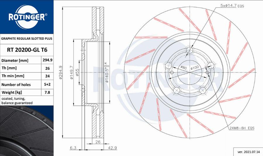 Rotinger RT 20200-GL T6 - Brake Disc autospares.lv