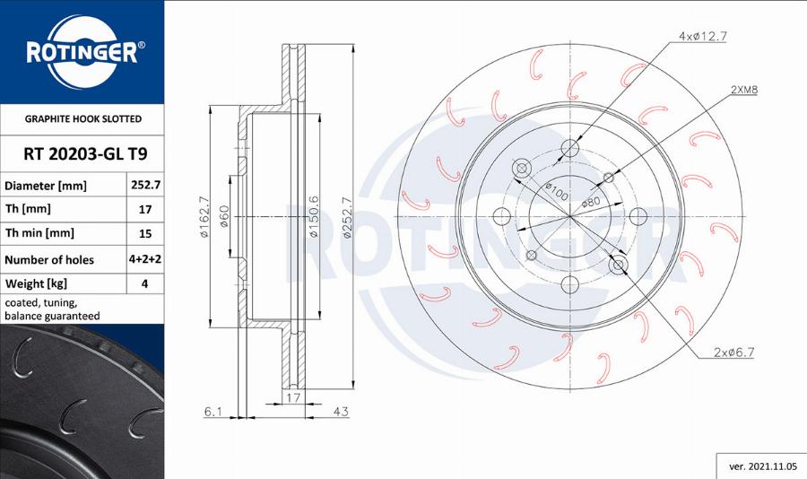 Rotinger RT 20203-GL T9 - Brake Disc autospares.lv