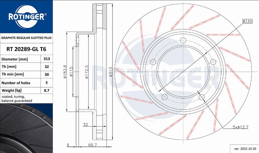 Rotinger RT 20289-GL T6 - Brake Disc autospares.lv