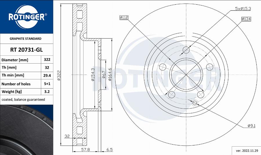 Rotinger RT 20731-GL - Brake Disc autospares.lv