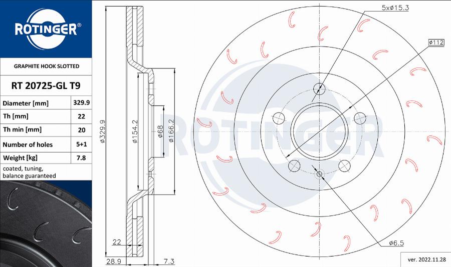 Rotinger RT 20725-GL T9 - Brake Disc autospares.lv