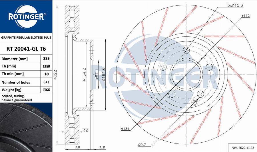 Rotinger RT 20720-GL T6 - Brake Disc autospares.lv