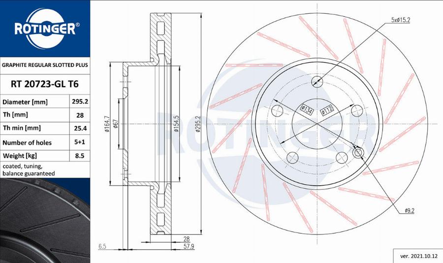 Rotinger RT 20723-GL T6 - Brake Disc autospares.lv