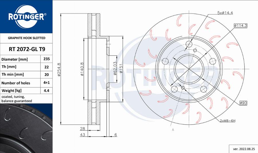 Rotinger RT 2072-GL T9 - Brake Disc autospares.lv