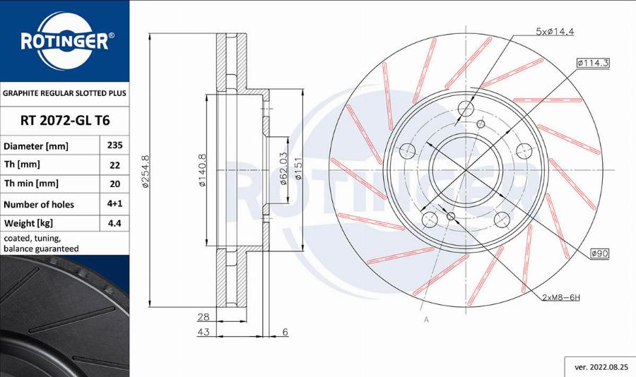 Rotinger RT 2072-GL T6 - Brake Disc autospares.lv