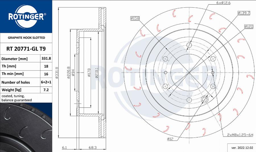 Rotinger RT 20771-GL T9 - Brake Disc autospares.lv