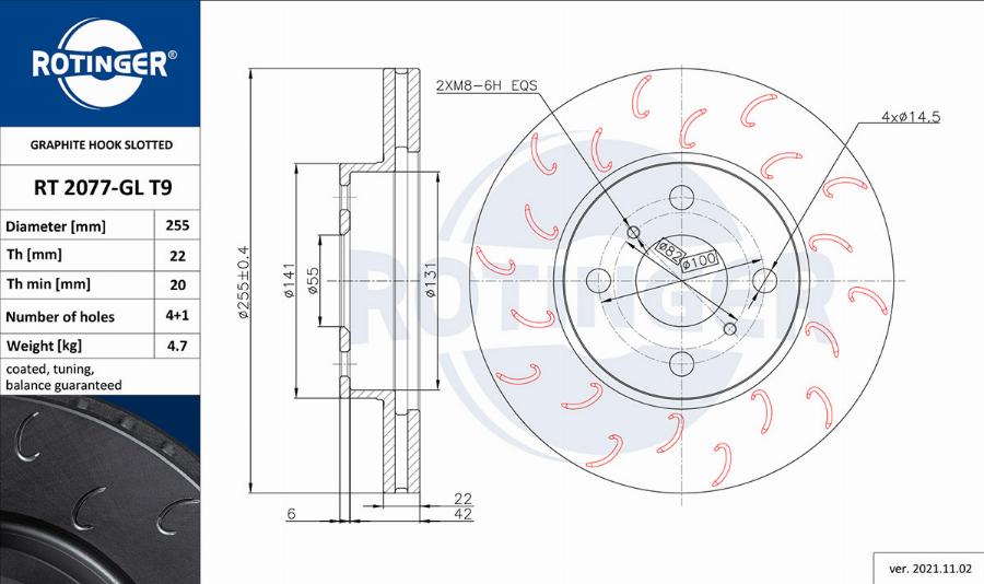 Rotinger RT 2077-GL T9 - Brake Disc autospares.lv