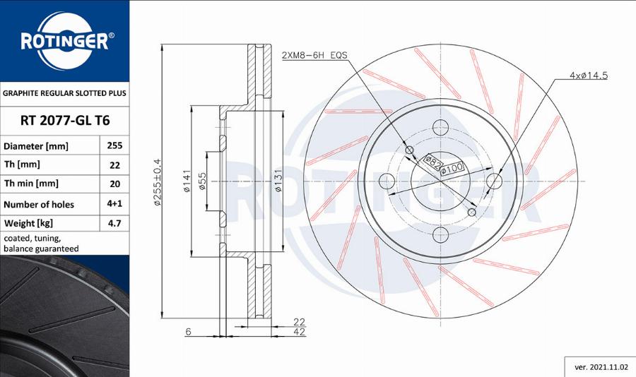 Rotinger RT 2077-GL T6 - Brake Disc autospares.lv