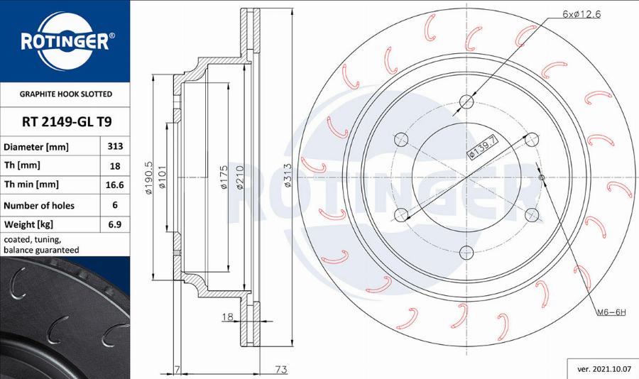 Rotinger RT 2149-GL T9 - Brake Disc autospares.lv