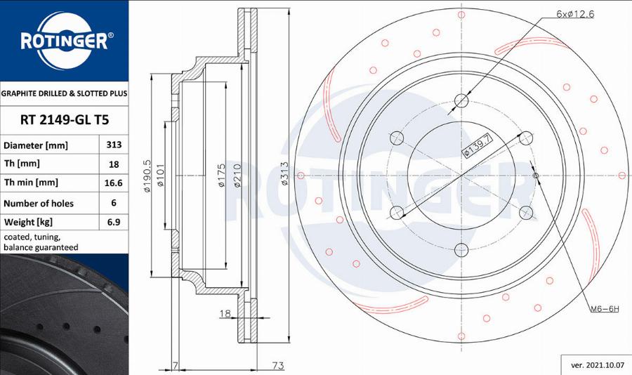 Rotinger RT 2149-GL T5 - Brake Disc autospares.lv