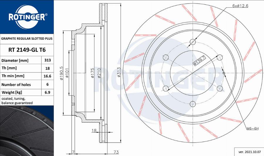 Rotinger RT 2149-GL T6 - Brake Disc autospares.lv