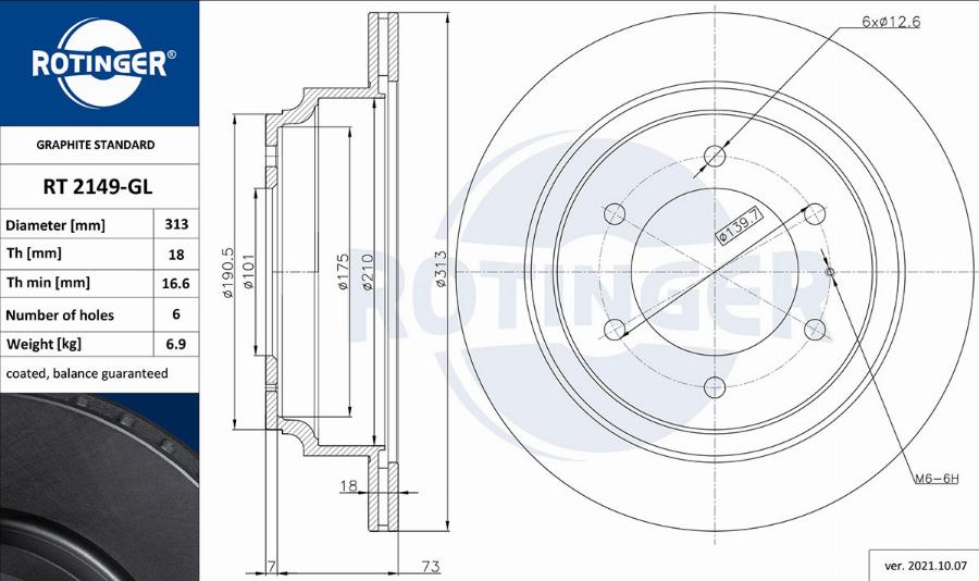 Rotinger RT 2149-GL - Brake Disc autospares.lv