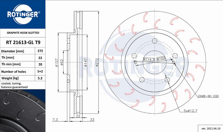 Rotinger RT 21613-GL T9 - Brake Disc autospares.lv