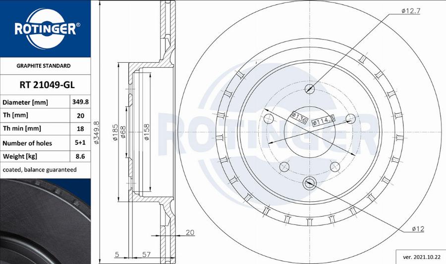 Rotinger RT 21049-GL - Brake Disc autospares.lv