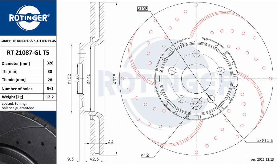 Rotinger RT 21087-GL T5 - Brake Disc autospares.lv