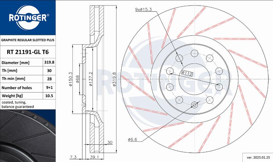 Rotinger RT 21191-GL T6 - Brake Disc autospares.lv