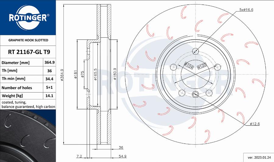 Rotinger RT 21167-GL T9 - Brake Disc autospares.lv