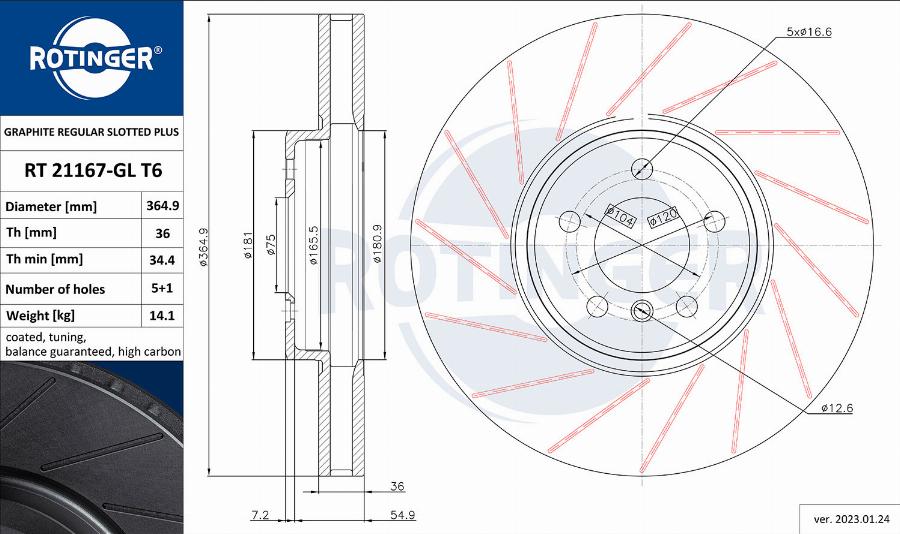 Rotinger RT 21167-GL T6 - Brake Disc autospares.lv