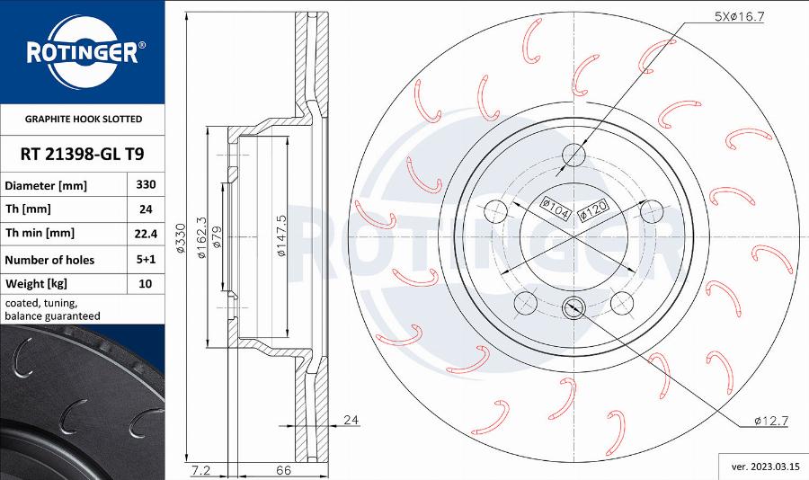 Rotinger RT 21398-GL T9 - Brake Disc autospares.lv