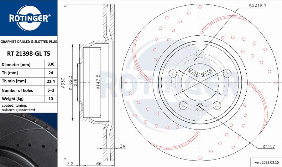 Rotinger RT 21398-GL T5 - Brake Disc autospares.lv