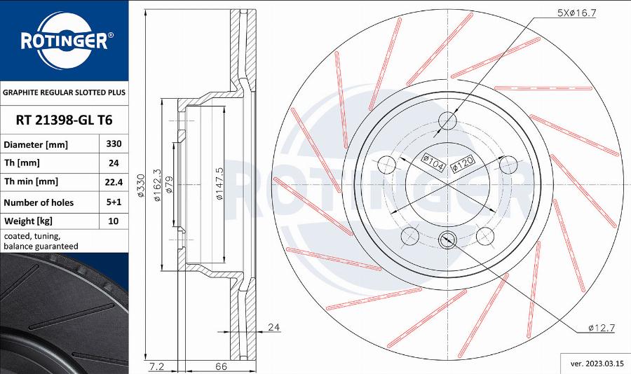 Rotinger RT 21398-GL T6 - Brake Disc autospares.lv