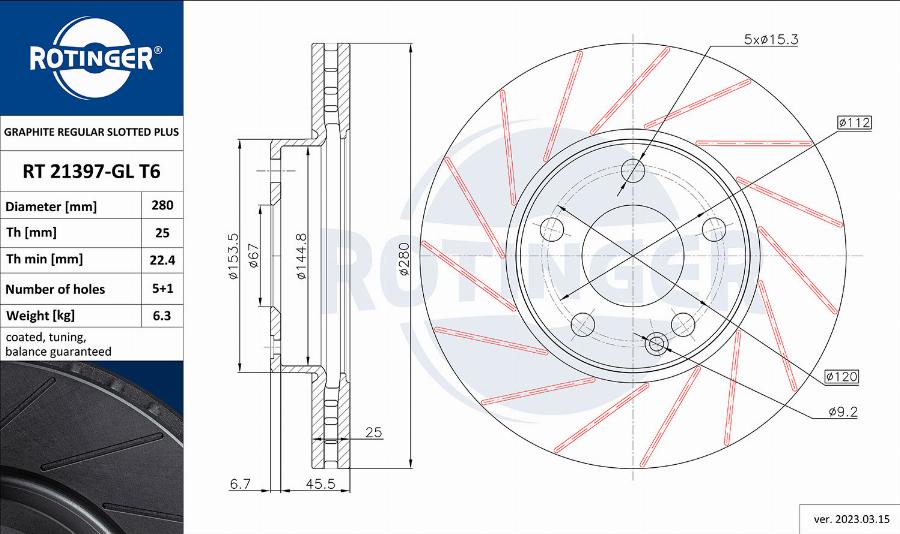 Rotinger RT 21397-GL T6 - Brake Disc autospares.lv