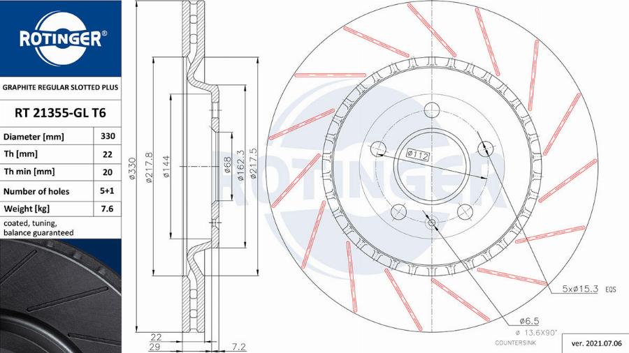 Rotinger RT 21355-GL T6 - Brake Disc autospares.lv