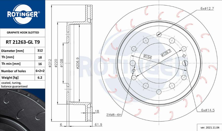 Rotinger RT 21263-GL T9 - Brake Disc autospares.lv