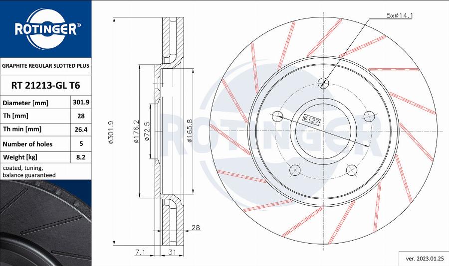 Rotinger RT 21213-GL T6 - Brake Disc autospares.lv